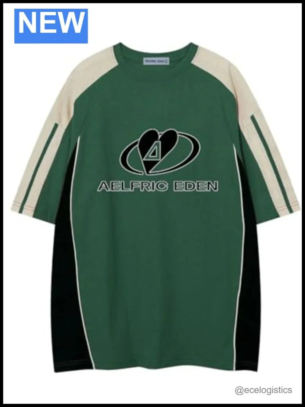 Oversized Graphic Racing Tee Streetwear Tshirt Patchwork